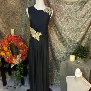 Sophisticated Black and Gold Maxi Dress